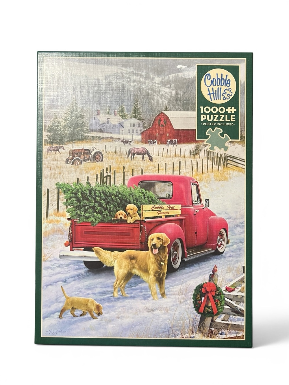 Cobble Hill “Christmas on the Farm” 1000 Piece Holiday Puzzle - Red Truck Dogs